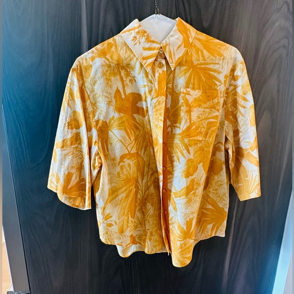 ZIMMERMANN MAE LINEN PALM PRINT BELTED SHORTS AND BUTTON UP TOP SET - Picture 7 of 10